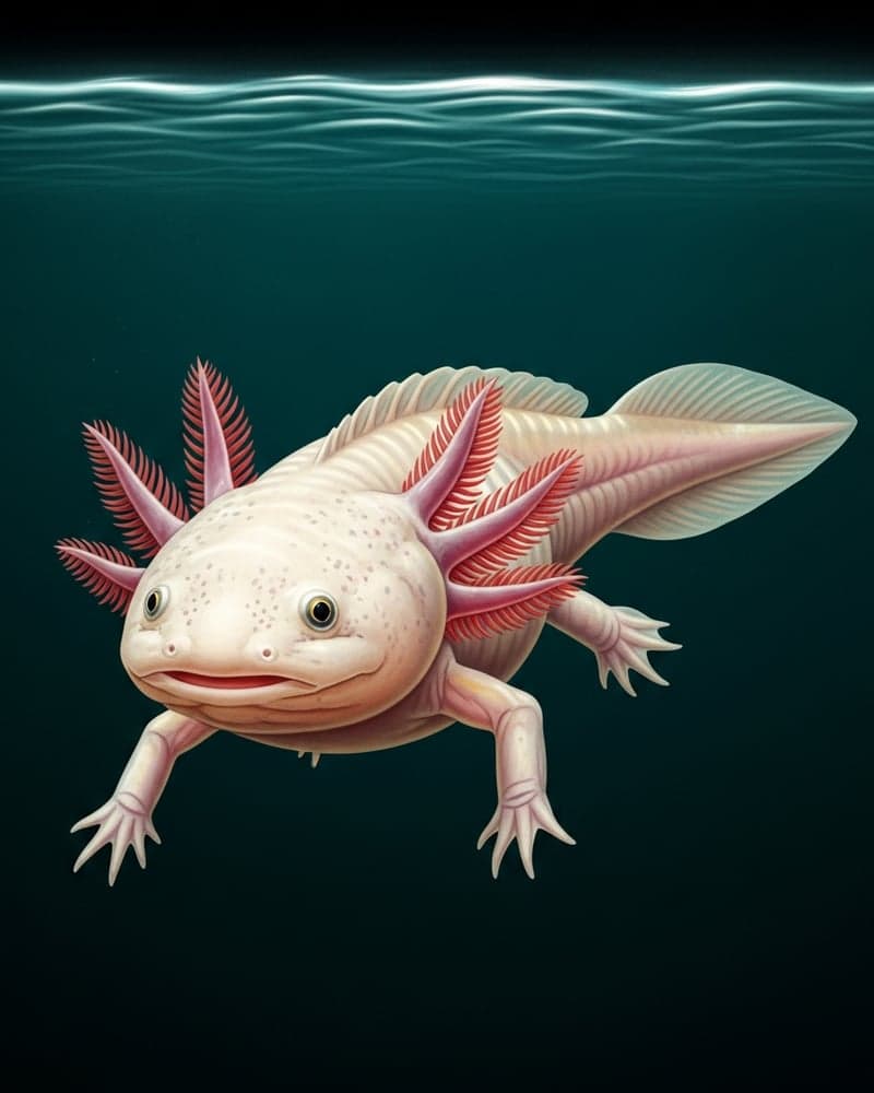 Leucistic Axolotl (Ambystoma mexicanum) — premium specimen