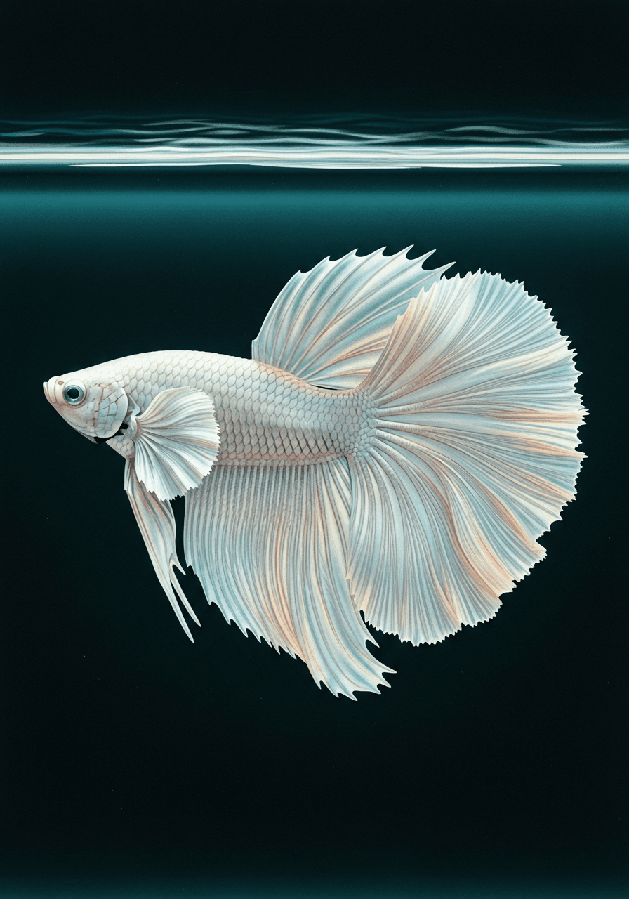 Platinum White Betta (Betta splendens) — premium specimen