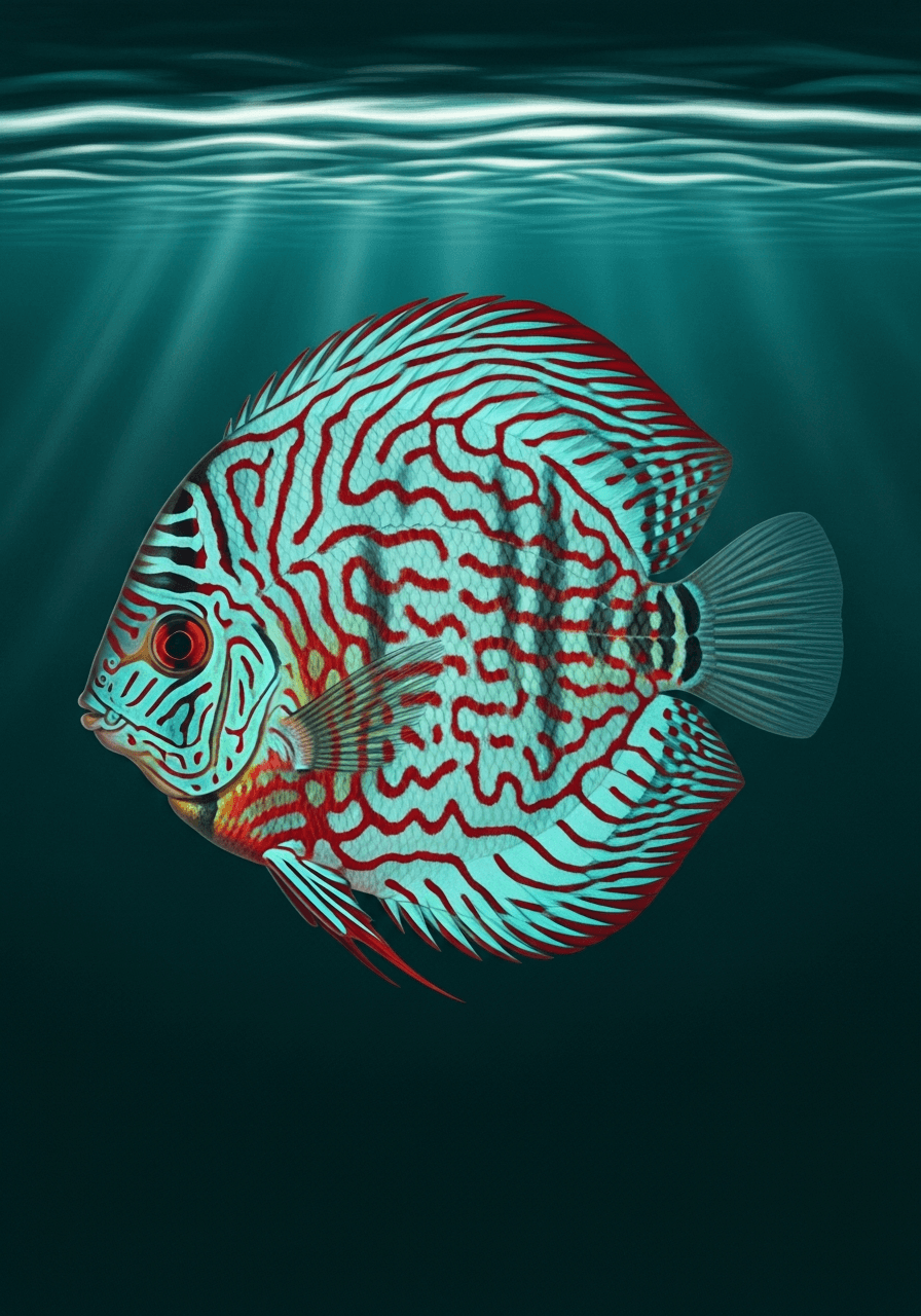 Red Turquoise Discus (Symphysodon aequifasciatus) — premium specimen