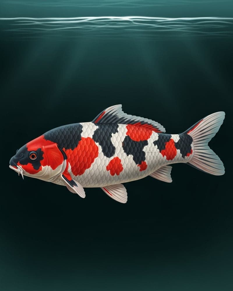 Showa Koi (Cyprinus rubrofuscus) — Japanese import specimen